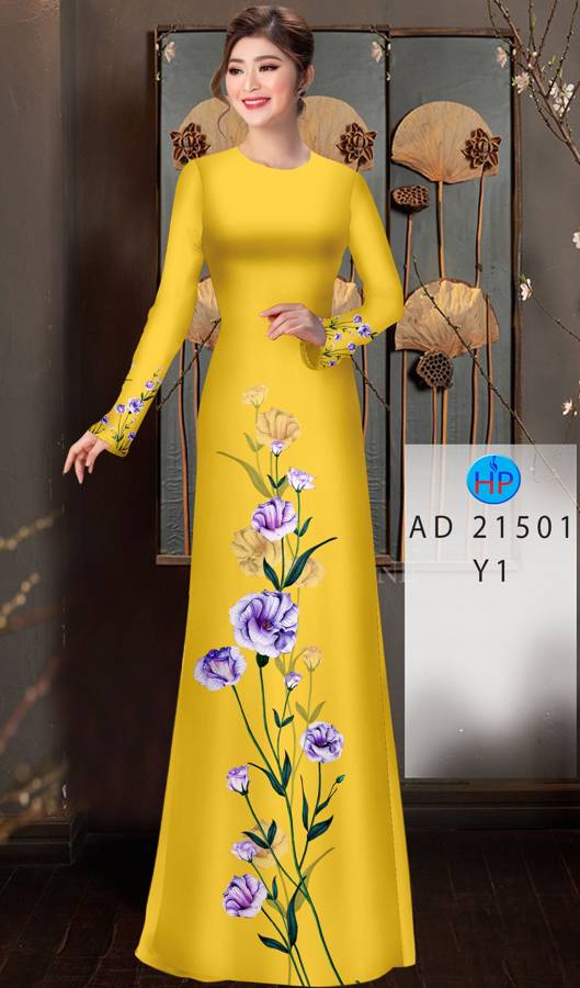 Vải Áo Dài Hoa In 3D AD 21501 9